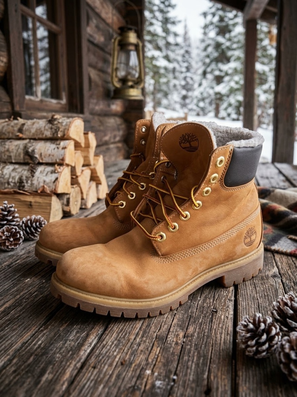 Timberland Premium 6" Warm Lined Waterproof Boots Wheat Nubuck Size US Men’s 8 M